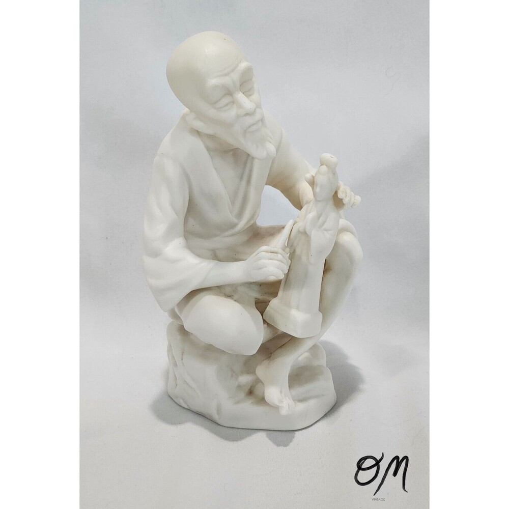 Lenwile Ardalt Japan Verithin Fine China Man Carving Doll Vintage Figurine 6x3